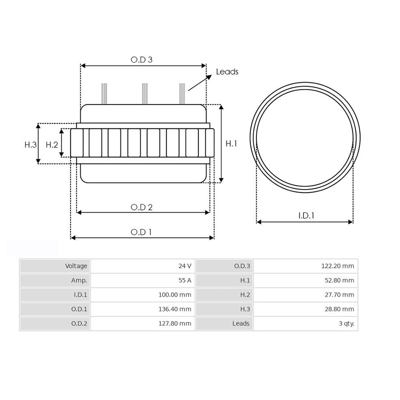 Stator generator auto pentru componenta 101518 102589